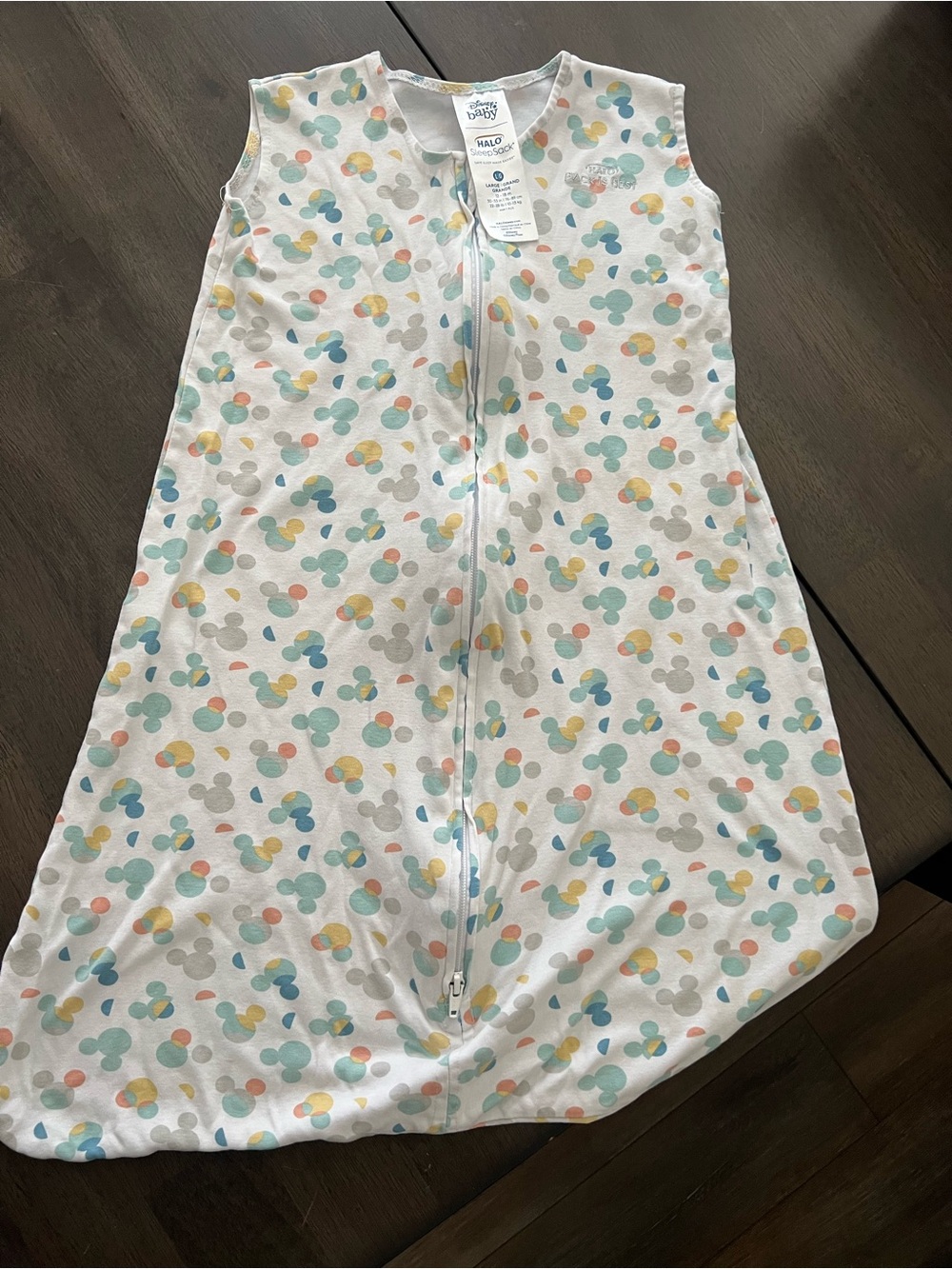 Halo Sleeveless Sleep Sack in White with Pastel Mickey Dot Print